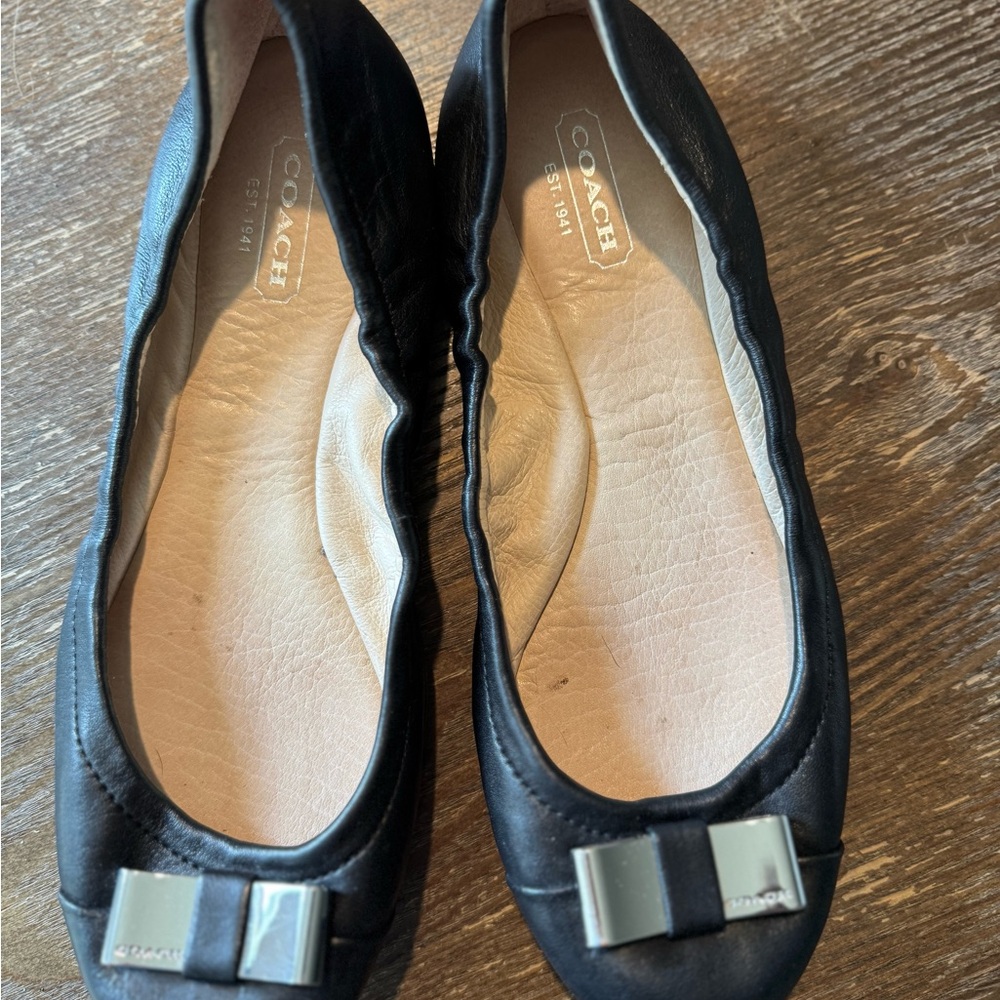 Coach Black Leather Ballet Flats